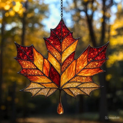 Autumn Maple Leaf Acrylic Window, Acrylic Window Hanging