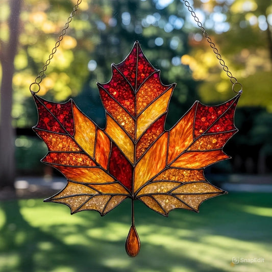 Autumn Maple Leaf Acrylic Window, Acrylic Window Hanging