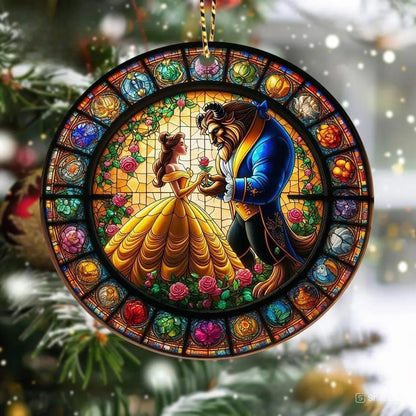 Personalized Beauty Couple Stained Glass Suncatcher, Hanging Decor