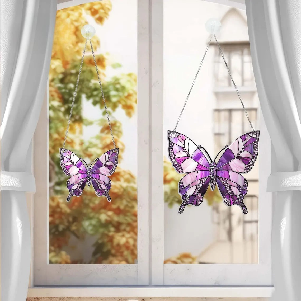 Purple Butterfly Acrylic Window, Acrylic Window Hanging