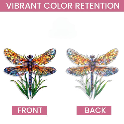 Dragonfly Suncatcher Window Hanging - Faux Stained Glass Dragonfly Ornament