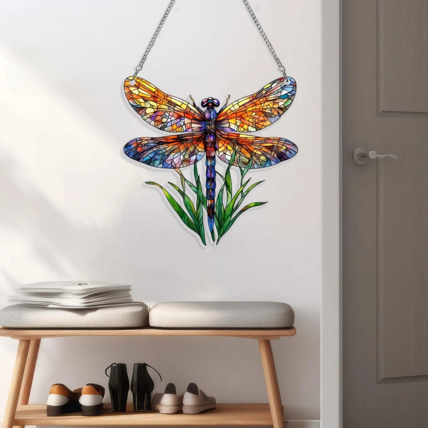 Dragonfly Acrylic Suncatcher, Colorful Dragonfly Window Hanging