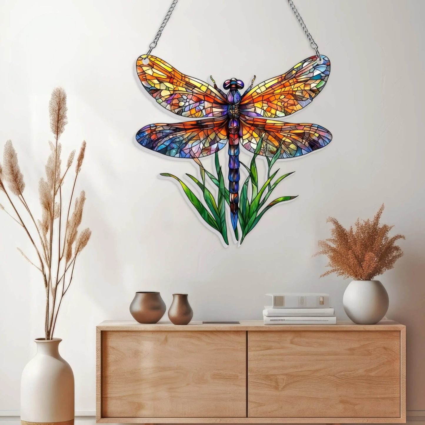 Dragonfly Acrylic Suncatcher, Colorful Dragonfly Window Hanging