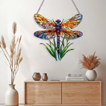 Dragonfly Acrylic Suncatcher, Colorful Dragonfly Window Hanging