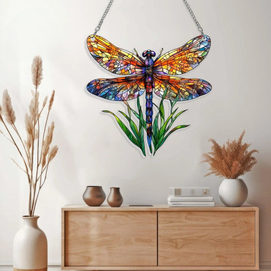 Dragonfly Acrylic Suncatcher, Colorful Dragonfly Window Hanging