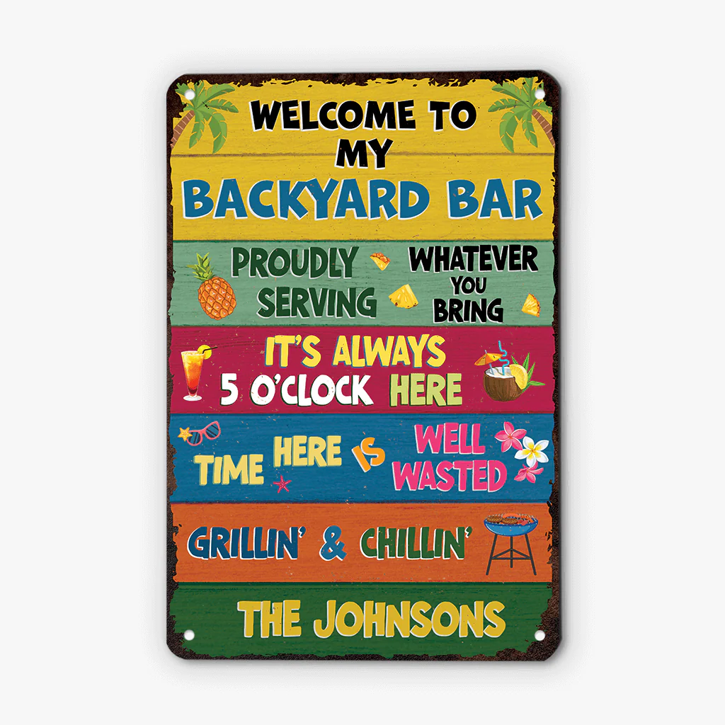 Personalised Welcome To Our Patio Metal Sign