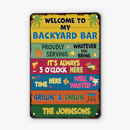 Personalised Welcome To Our Patio Metal Sign
