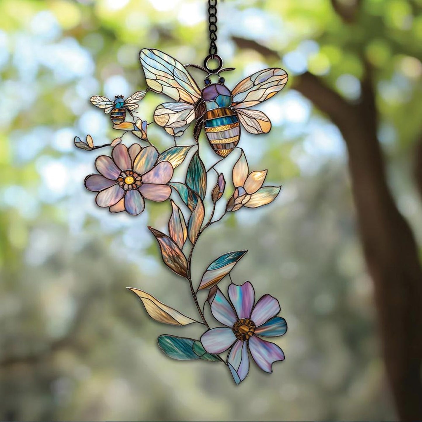 Honey Bee and Sunflower Acrylic Window Hanging Decoration