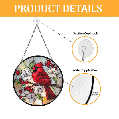 Red Cardinal Stained Glass Suncatcher