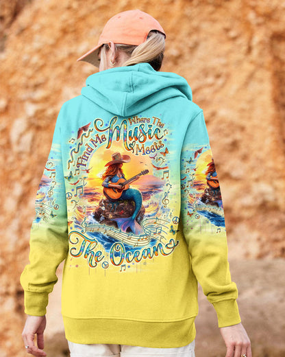 FIND ME WHERE THE MUSIC MEETS THE OCEAN MERMAID GUITAR ALL OVER PRINT