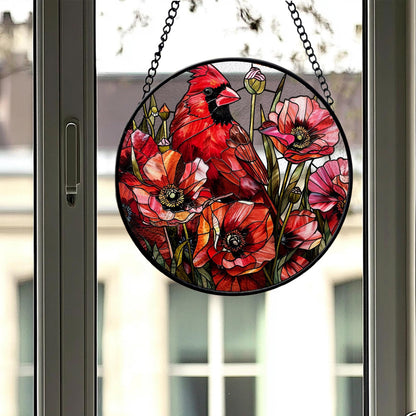 Cardinal Stained Glass Suncatcher