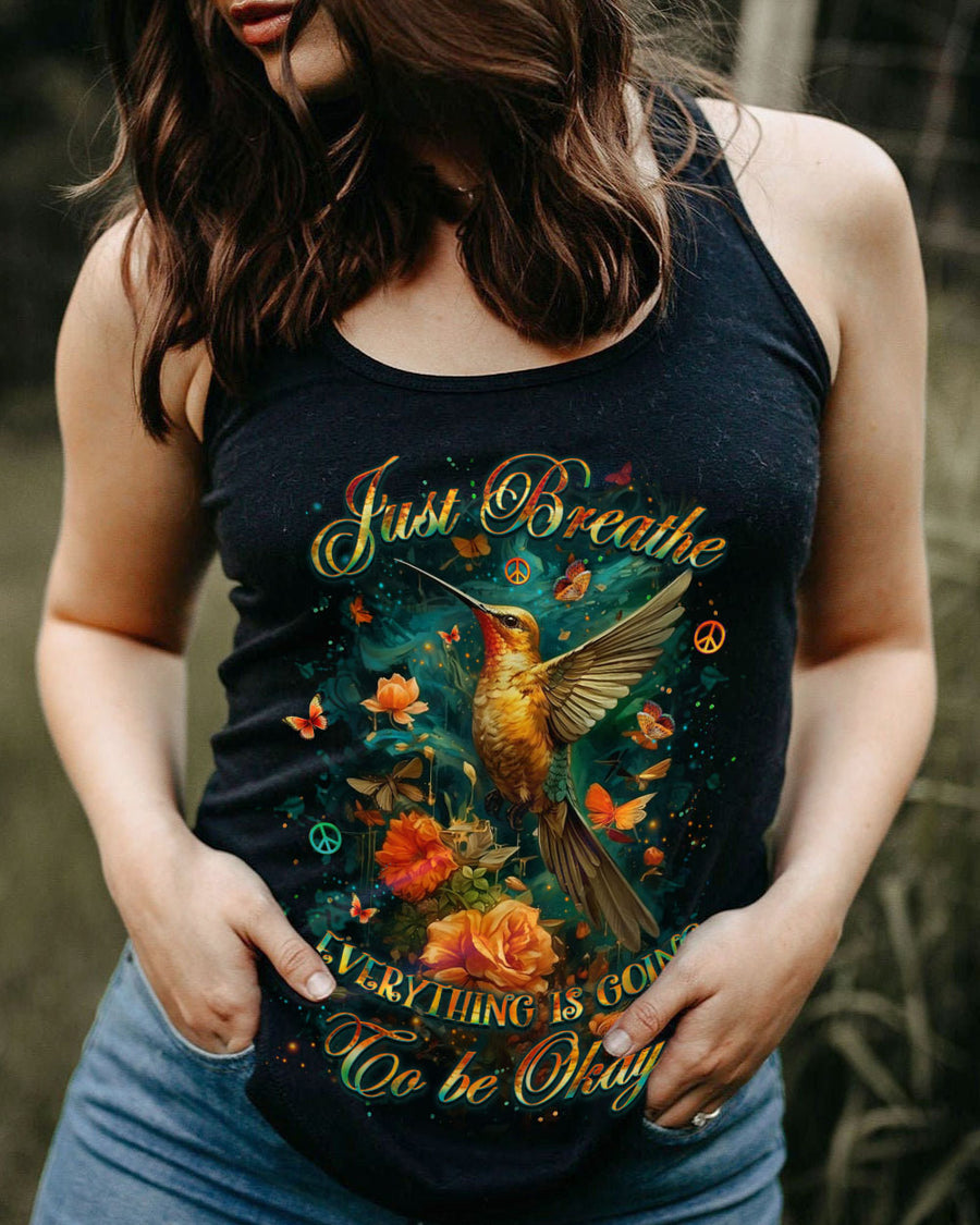 JUST BREATHE HUMMINGBIRD ALL OVER PRINT