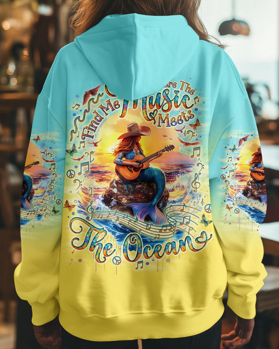 FIND ME WHERE THE MUSIC MEETS THE OCEAN MERMAID GUITAR ALL OVER PRINT
