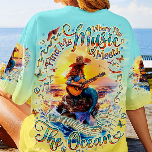 FIND ME WHERE THE MUSIC MEETS THE OCEAN MERMAID GUITAR ALL OVER PRINT