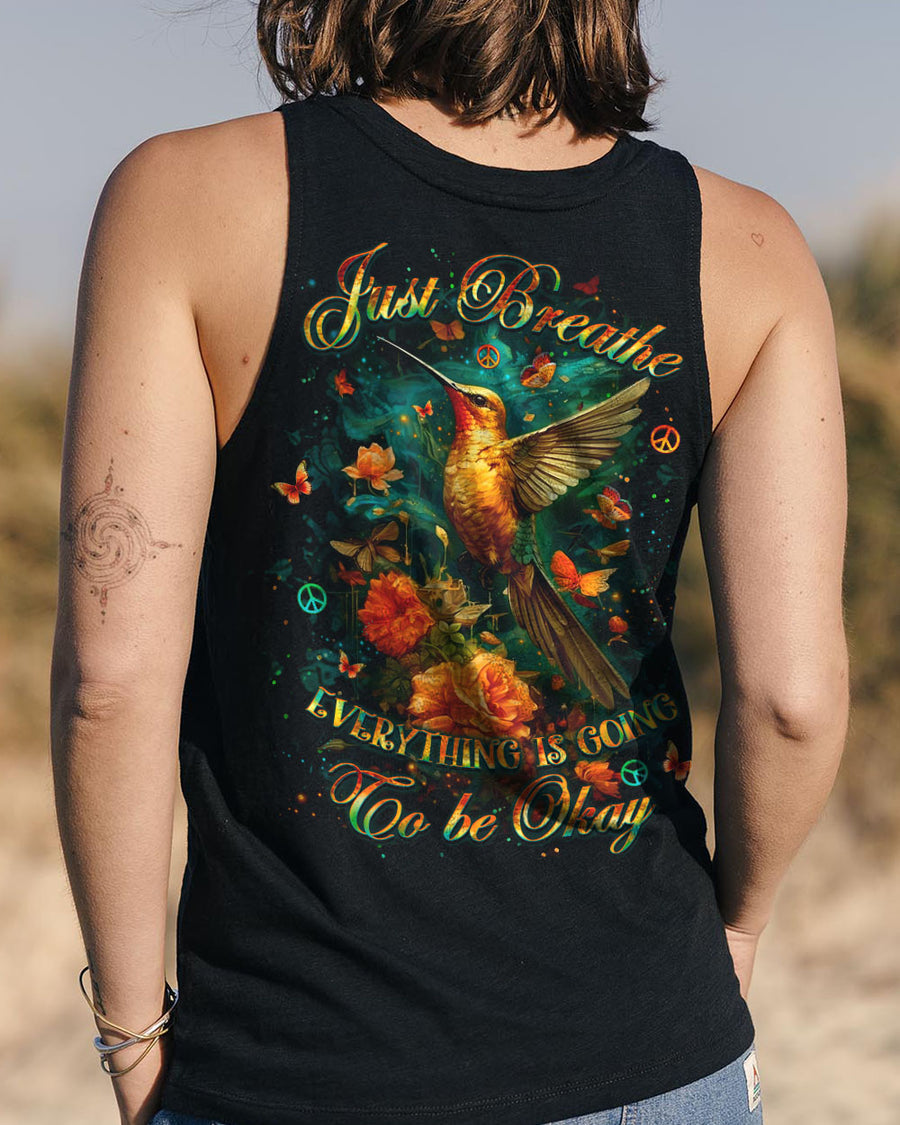 JUST BREATHE HUMMINGBIRD ALL OVER PRINT