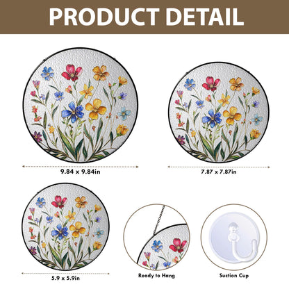 Bee and Flower Stain Glass - Window Hanging Suncatcher