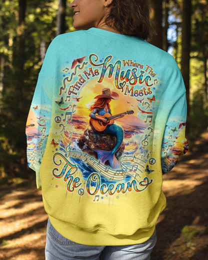 FIND ME WHERE THE MUSIC MEETS THE OCEAN MERMAID GUITAR ALL OVER PRINT