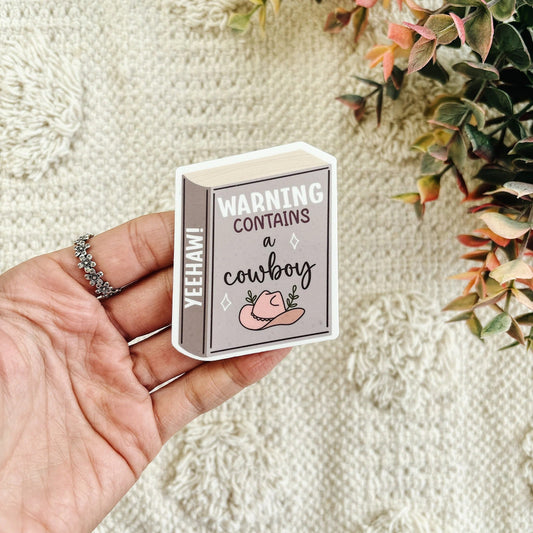 Warning Contains a Cowboy Book Sticker Decal
