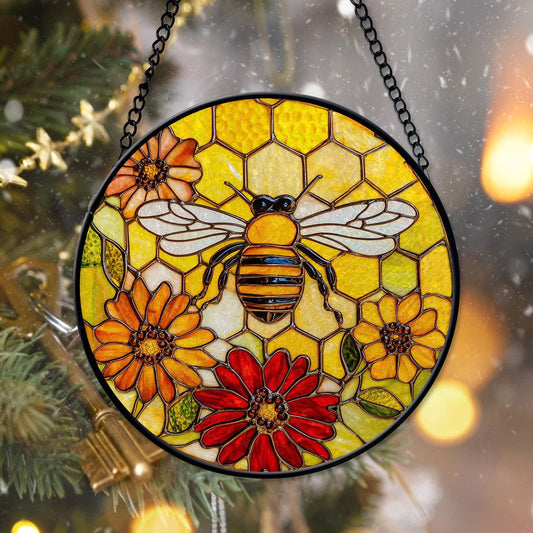 Bee Stain Glass - Window Hanging Suncatcher