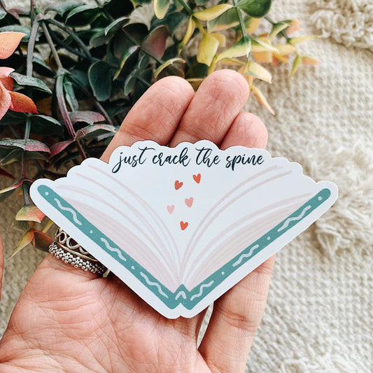 Just Crack the Spine Book Sticker Decal