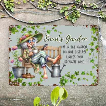 Personalized Funny Metal Garden Sign for Women - Personalized Rectangle Metal Sign