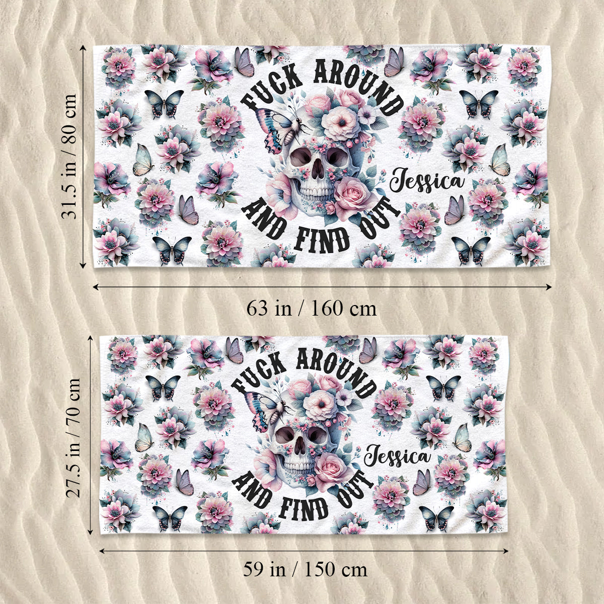 Fuck Around and Find Out - Personalized Skull Quick-dry Beach Towel/Bath Towel
