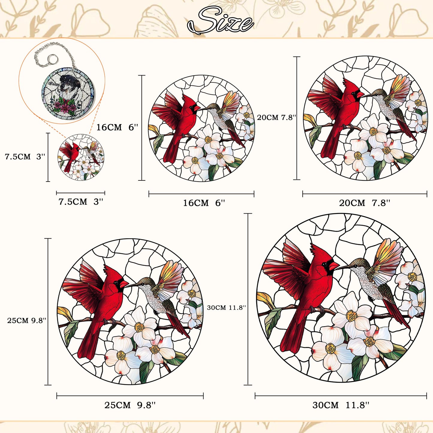 Cardinal Stained Glass Suncatcher