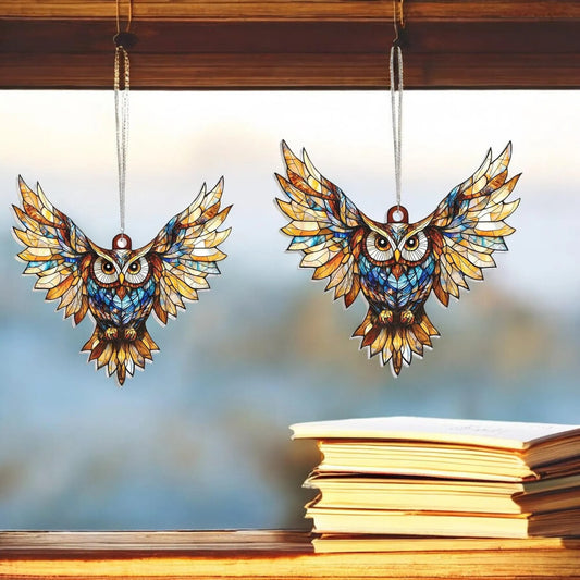 Owl Suncatcher Hanging Sign - Personalized Owl Window Hanging Suncatcher Ornament