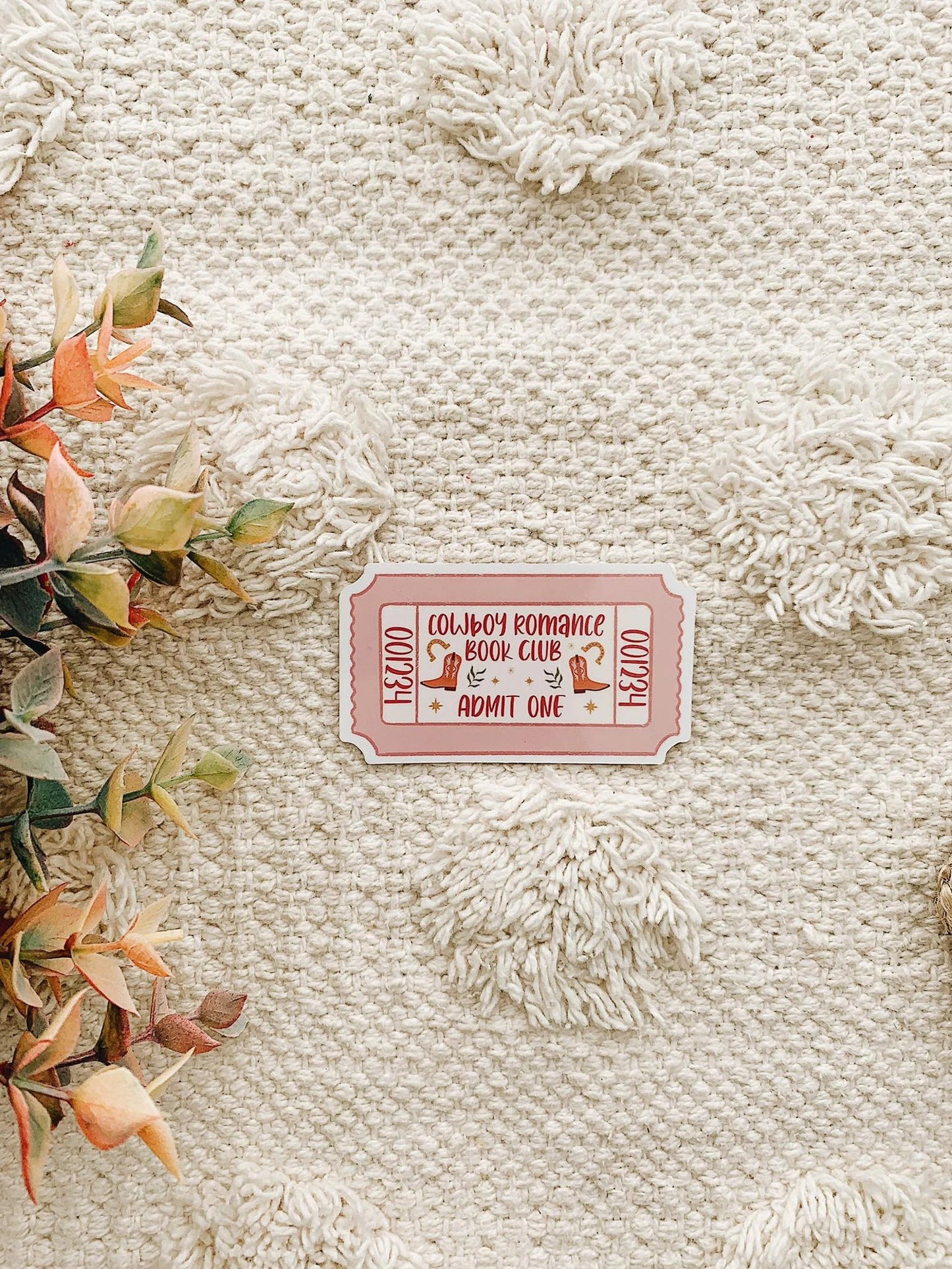 Cowboy Romance Book Club Admit One Coupon Style Sticker Decal