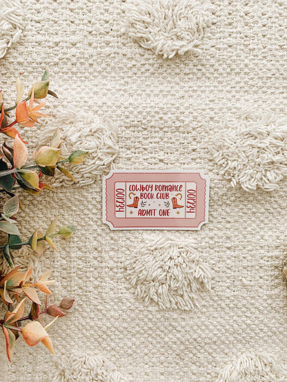 Cowboy Romance Book Club Admit One Coupon Style Sticker Decal