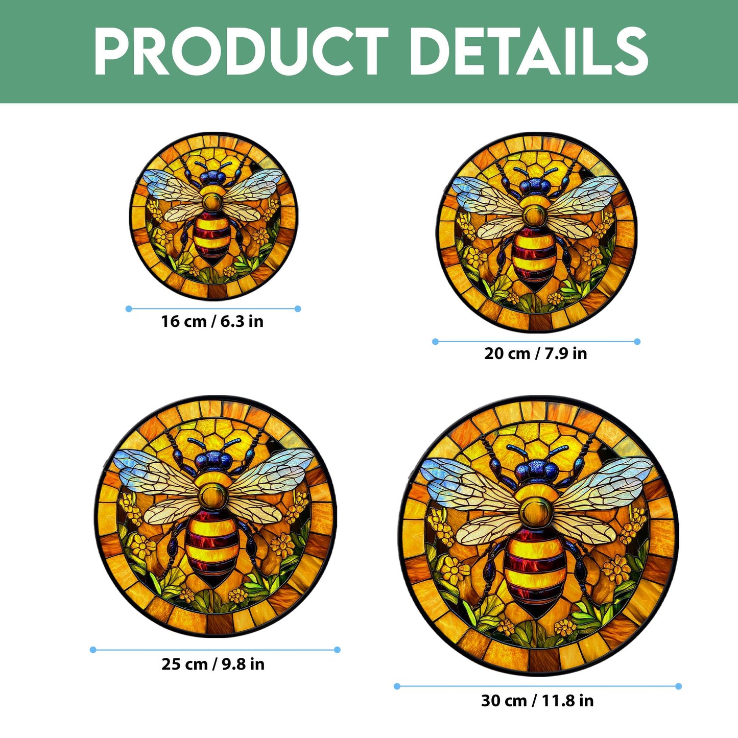 Bee Faux Stainglass - Window Hanging Suncatcher