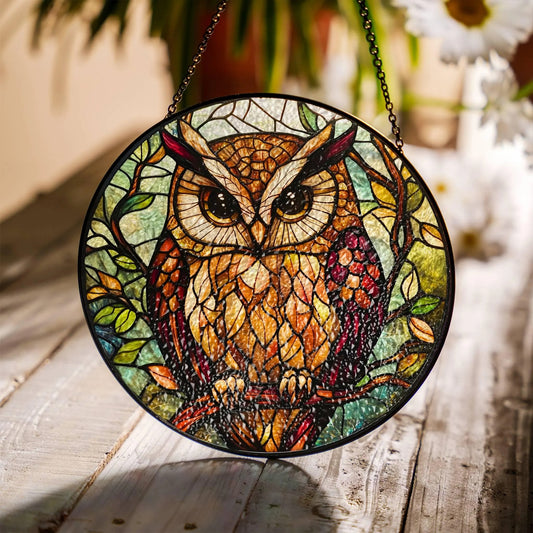 Owl Stained Glass SunCatcher