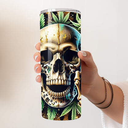 Funny Skull Weed Skinny Tumbler