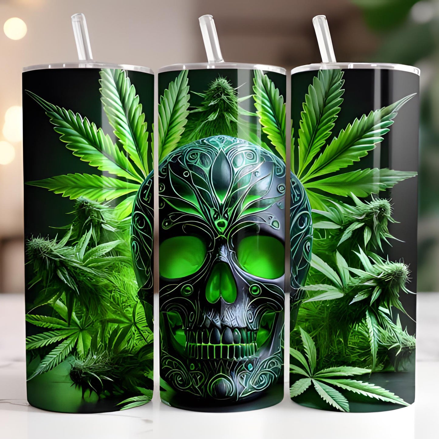 Skull Weed Skinny Tumbler