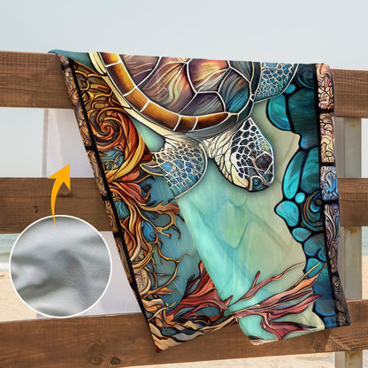 Stained Glass Turtle - Personalized Quick-dry Beach Towel/ Bath Towel