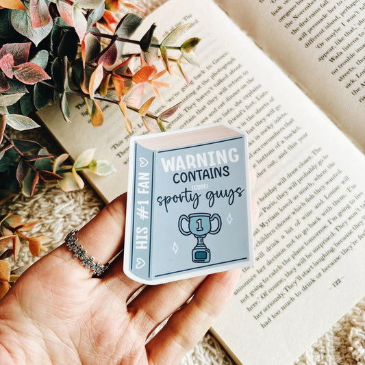 Warning Contains Cute Sporty Guys Book Sticker Decal