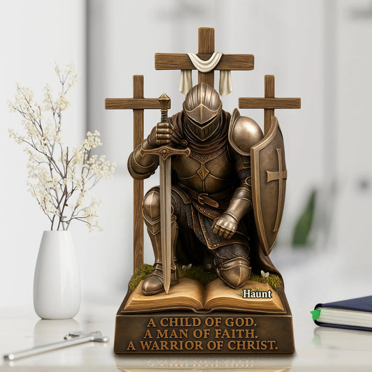 Knight Kneeling Down In Armor Acrylic Plaque - Personalized Gifts For Armor of God
