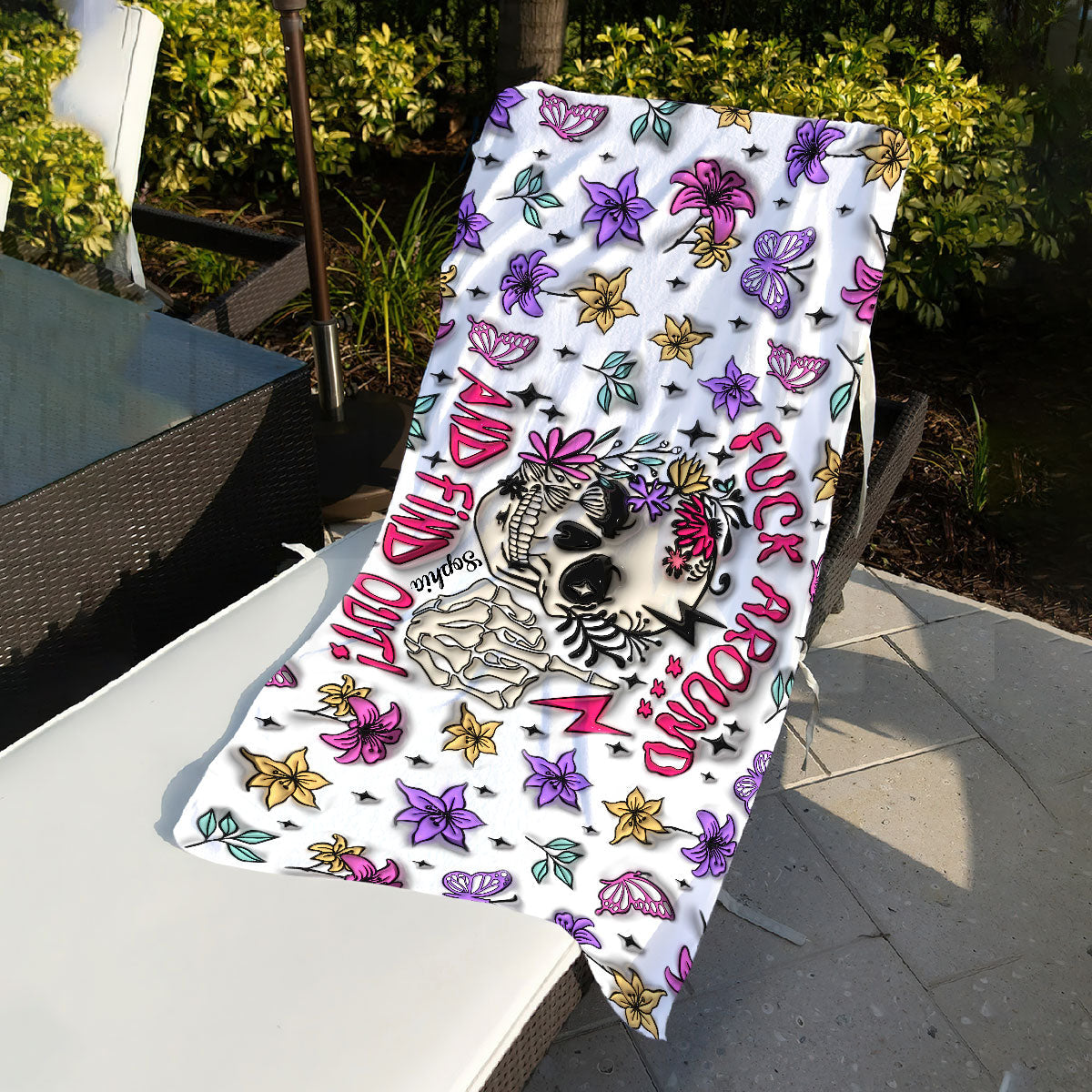 Fuck Around And Find Out - Personalized Skull Quick-dry Beach Towel/Bath Towel