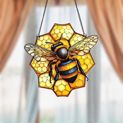 Honey Bee and Hive Acrylic Window Hanging Decoration