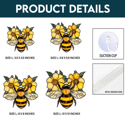 Bee and Flower Acrylic Window Hanging