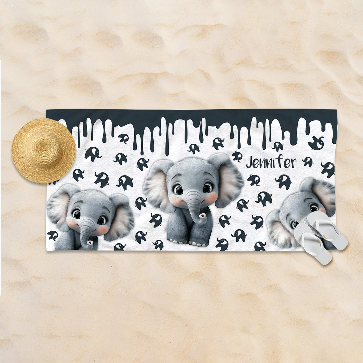 Cute Elephant Beach Towel - Personalized Skull Quick-dry Beach Towel/Bath Towel