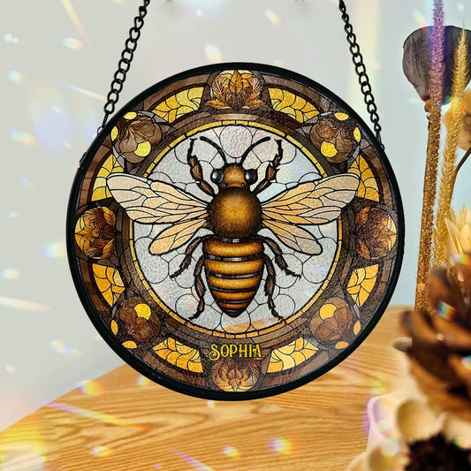 Bee Stainglass - Personalized Window Hanging Suncatcher