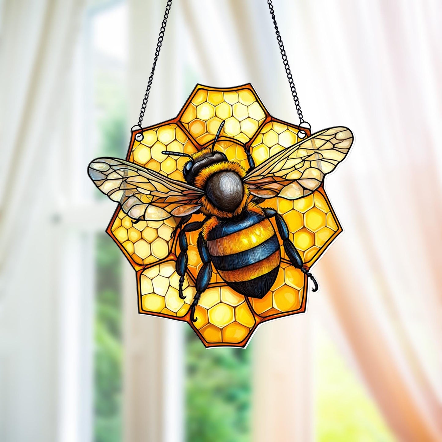 Honey Bee and Hive Acrylic Window Hanging Decoration