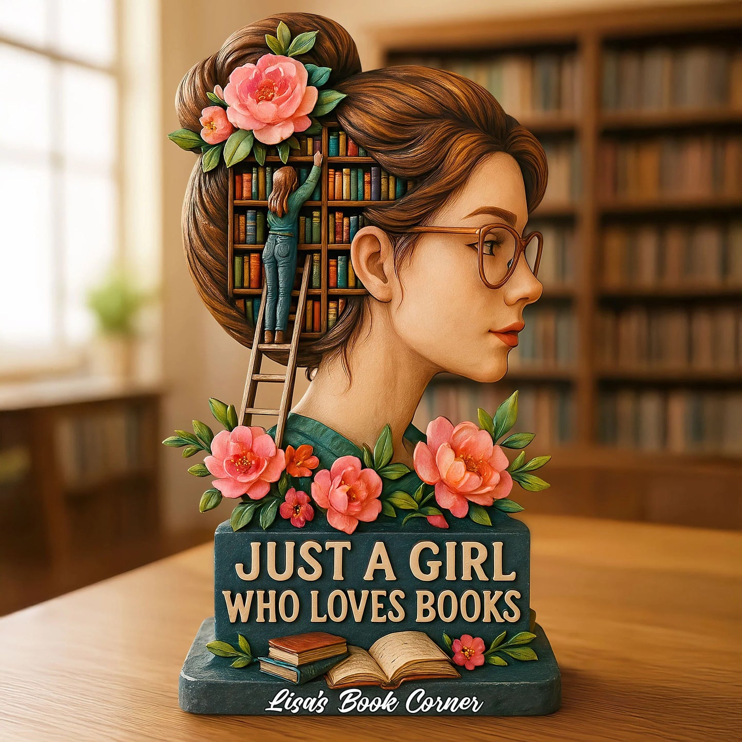 Girl Book Lover Acrylic Plaque - Personalized Gifts For Book Lovers