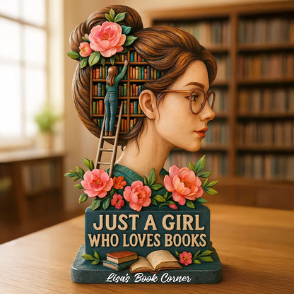 Girl Book Lover Acrylic Plaque - Personalized Gifts For Book Lovers