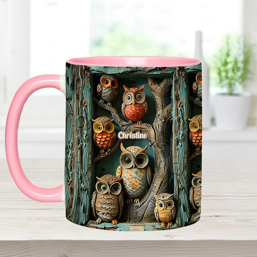 Just A Girl Who Loves Owls - Personalized Owl Accent Mug
