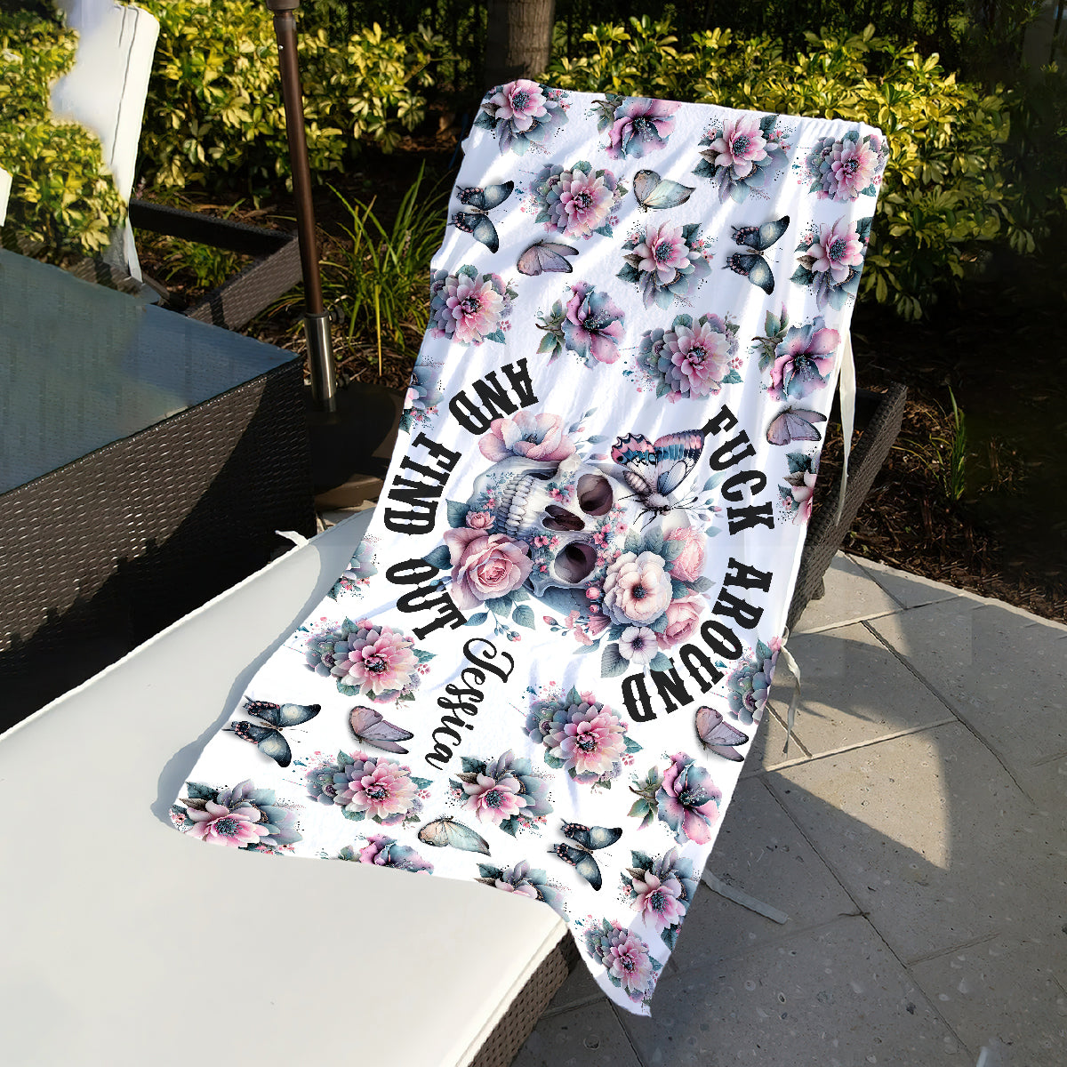 Fuck Around and Find Out - Personalized Skull Quick-dry Beach Towel/Bath Towel