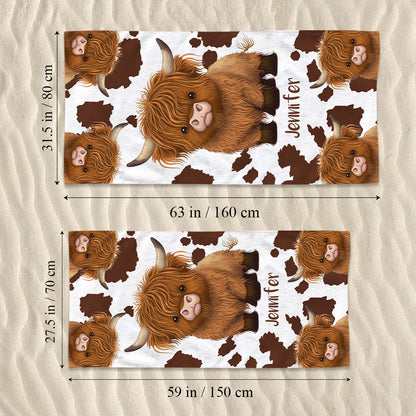 Just A Girl Who Loves Highland Cows - Personalized Skull Quick-dry Beach Towel/Bath Towel
