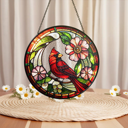 Red Cardinal Stained Glass Suncatcher