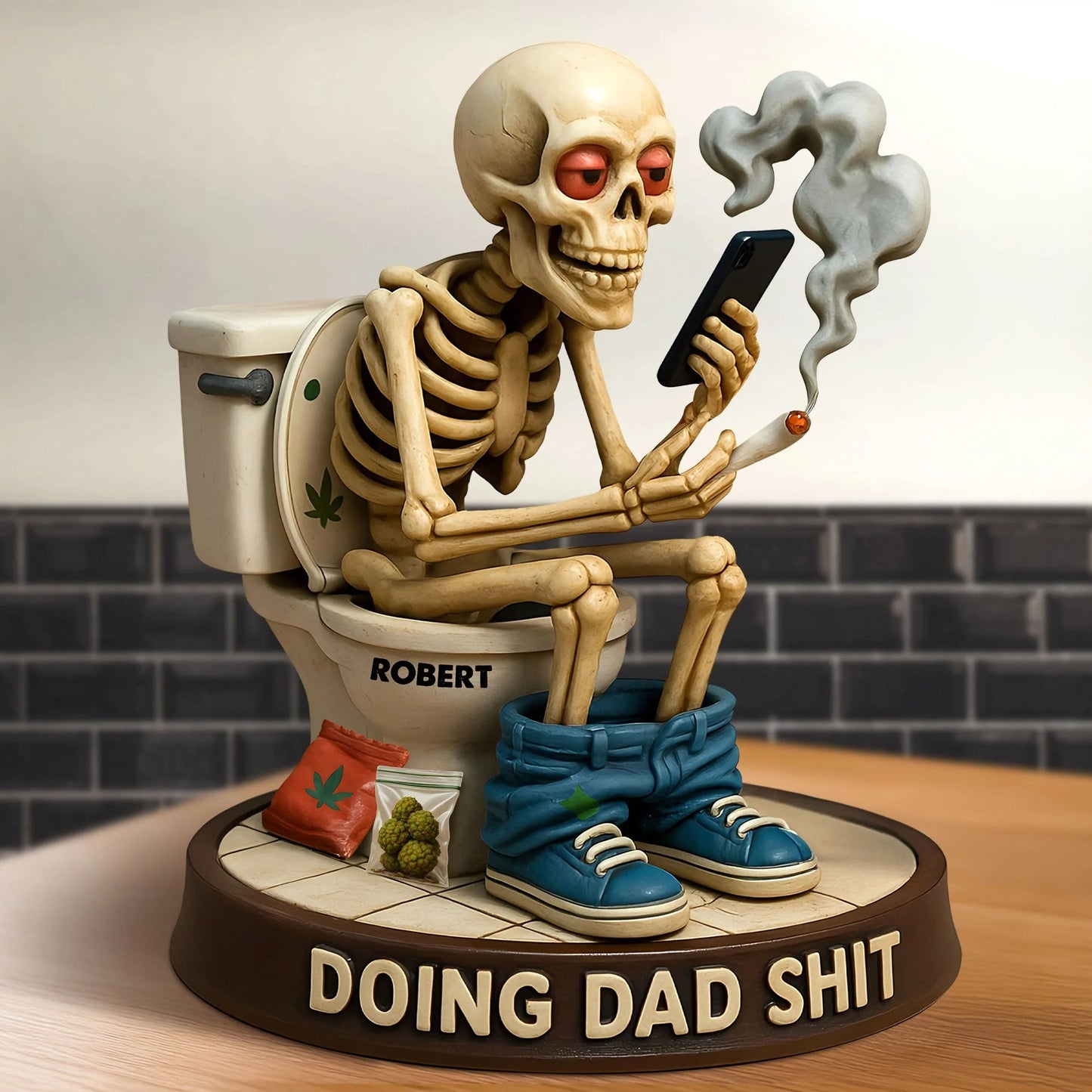 Skeleton Dad Doing Sh*t Acrylic Plaque - Personalized Gifts For Dad